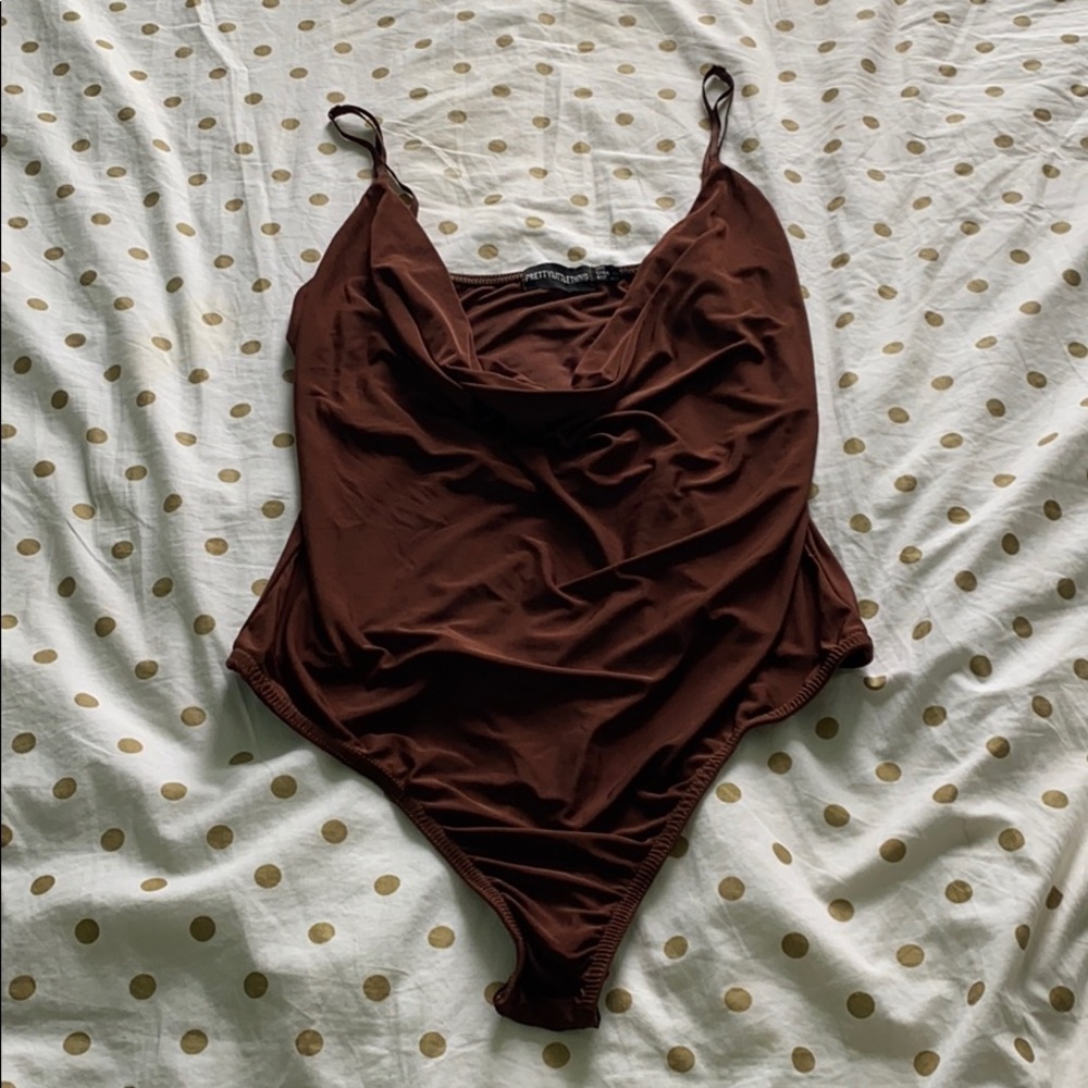 Chocolate cowl neck bodysuit